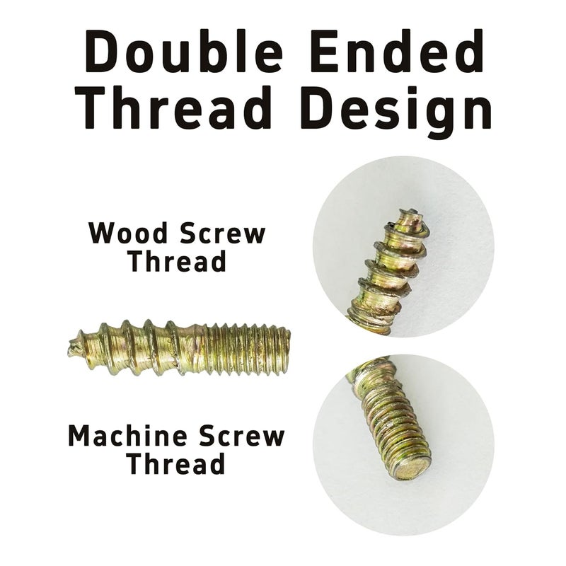 bociloy 20Pcs M4x16mm Hanger Bolts, Double Ended Thread Dowel Screws, Self-Tapping Screws for Secure Wood Joints - Image 5